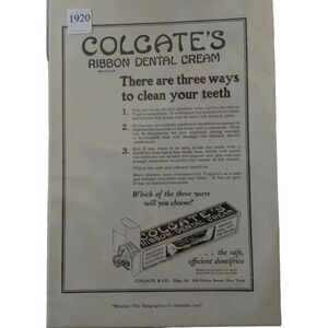 Vintage 1920 Colgate’s Ribbon Dental Cream Ad Advertisement